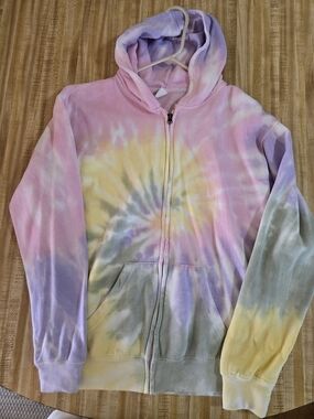 Pastel Tie-Dye Zip Hoodie – Pink, Purple, Yellow, Green